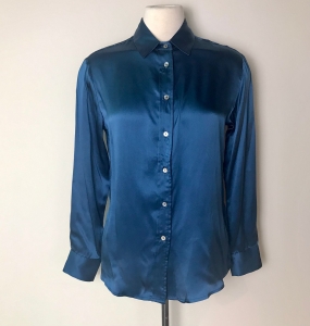 Mardi Editions – Agathe blue silk satin shirt