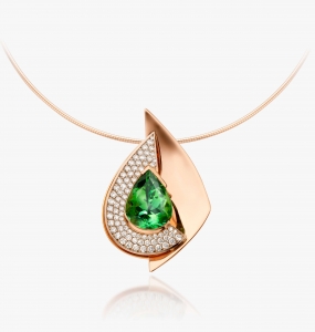 Maison De Greef – Golden necklace with green stone