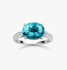 Maison De Greef – White gold ring set with a blue-green tourmaline and diamonds