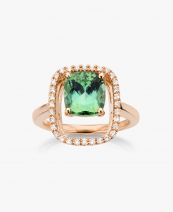 Maison De Greef – Gold ring with green stone and diamonds