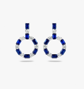 Maison De Greef – White gold diamond earrings with blue stones