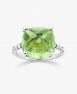 Maison De Greef – White gold ring with green stone and diamonds