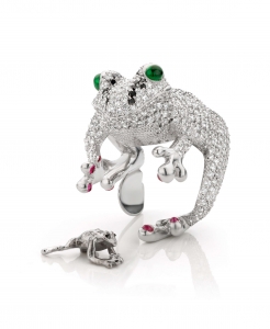 Maison De Greef – White gold ring and pendant Rana set with brilliants, tsavorites and rubies