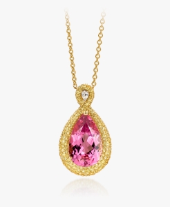 Maison De Greef – Gold necklace with pink stone