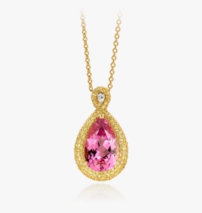 Maison De Greef – Gold necklace with pink stone